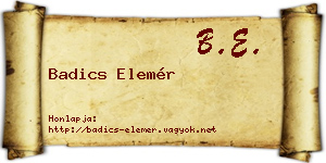 Badics Elemér névjegykártya